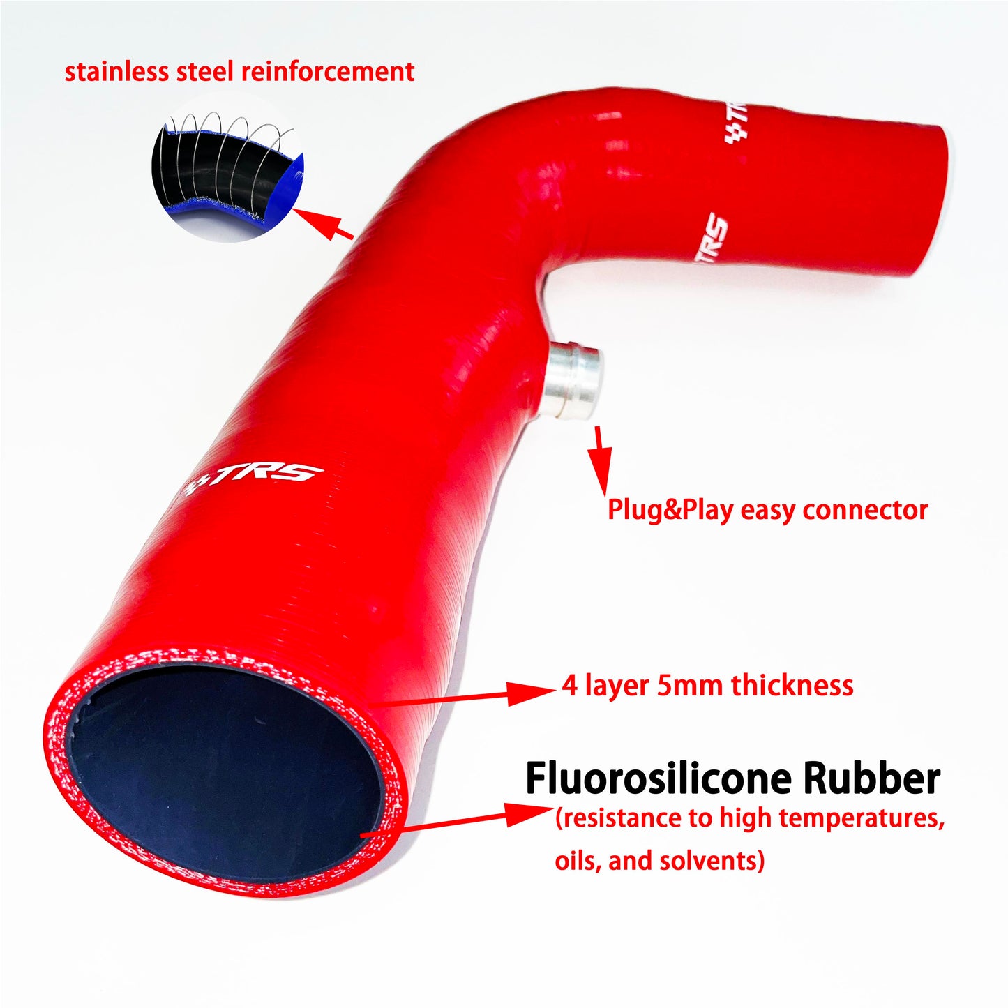 Silicone Reinforced Turbo Intake Hose Compatible with Ford Fiesta Mk7 Mk8 and Focus 1.0T Ecoboost 2012-2016