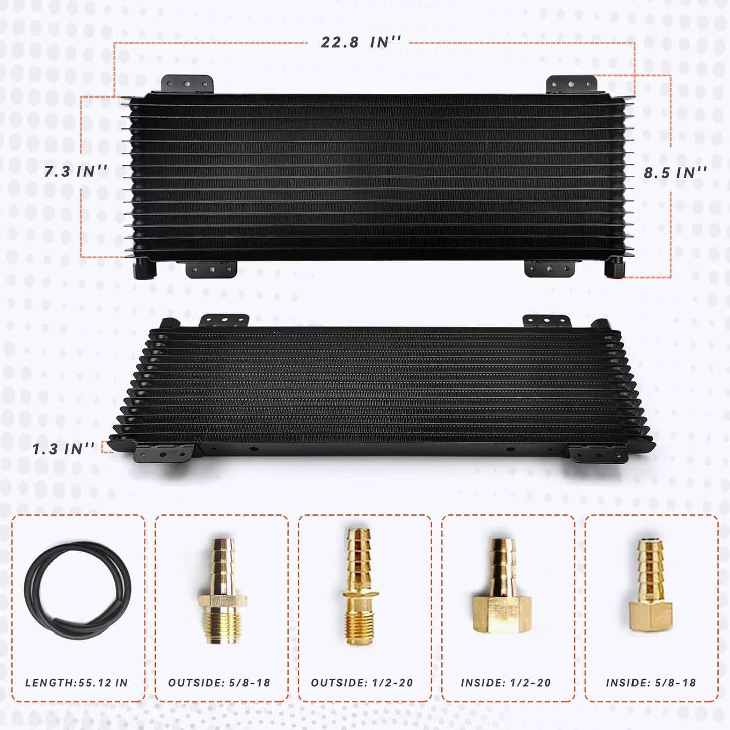 TRS Racing LPD47391 GVW 40K Transmission Cooler Automatic Low Pressure Drop Black
