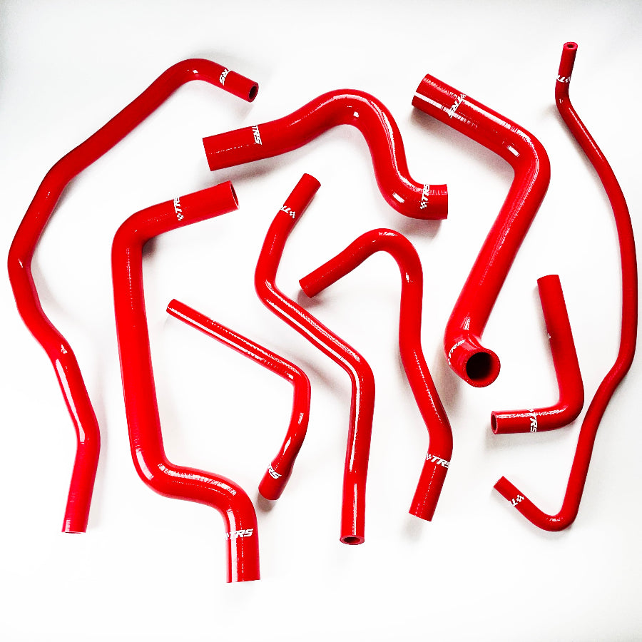 TRS Coolant Silicone Radiator Hose Kit Compatibe with Fiat Coupe 2.0 20v Gt Turbo 1996-2000 9pcs (Red)