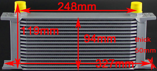 TRS Racing Universal Mocal Style Engine Oil Cooler 13 15 16 19 22 25 Rows - 248mm AN8 AN10 Inlet outlet
