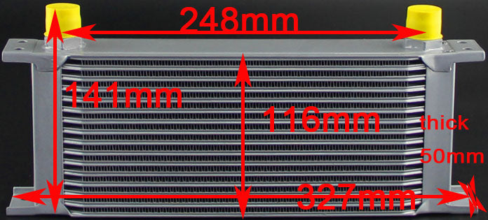 TRS Racing Universal 16 Rows Mocal Style Engine Oil Cooler - 248mm AN8 AN10 Inlet outlet