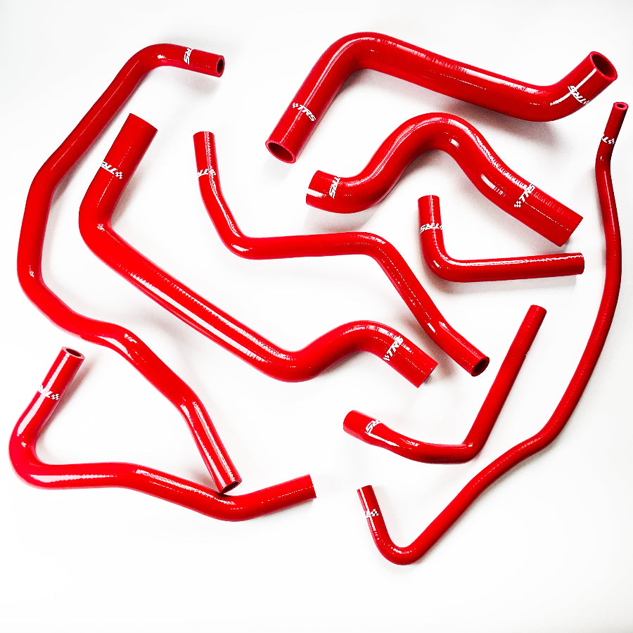 TRS Coolant Silicone Radiator Hose Kit Compatibe with Fiat Coupe 2.0 20v Gt Turbo 1996-2000 9pcs (Red)