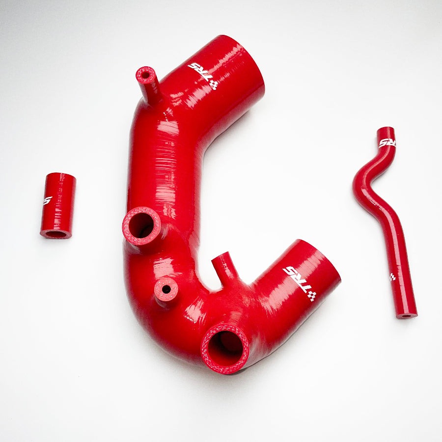 TRS Turbo Silicone Induction Air Intake Inlet Hose Kits Compatible with Audi A4 Passat B6 1.8T (Red)