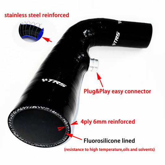 Fluorosilicone Reinforced Turbo Intake Hose Compatible with Ford Fiesta Mk7 Mk8 and Focus 1.0T Ecoboost 2012-2016 BLACK
