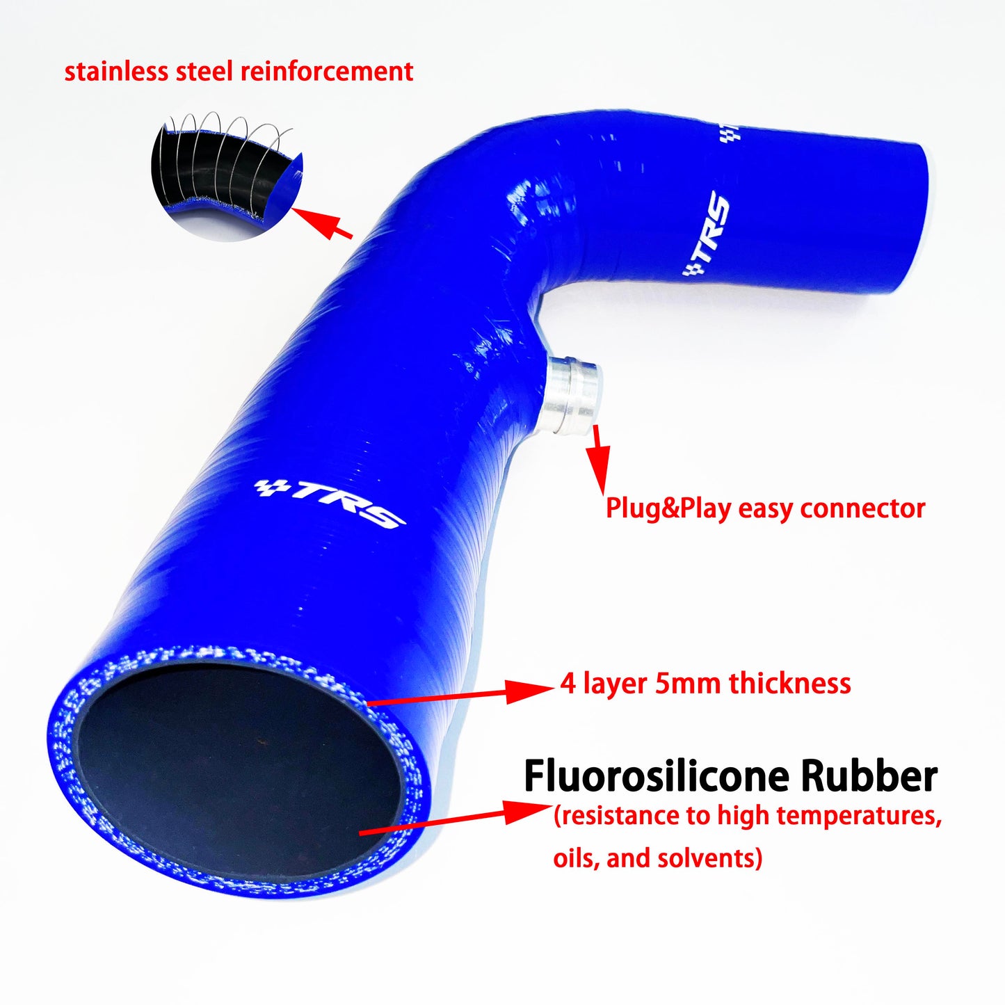 Silicone Reinforced Turbo Intake Hose Compatible with Ford Fiesta Mk7 Mk8 and Focus 1.0T Ecoboost 2012-2016