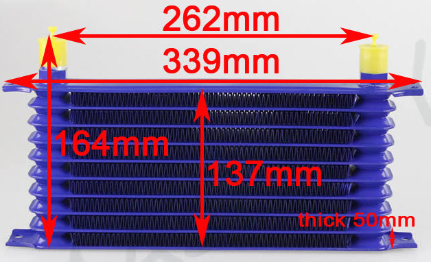 TRS Racing 262MM 10 Rows Universal Engine Oil Cooler Trust Style AN8/AN10 Inlet/Outlet