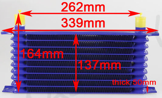TRS Racing 262MM 10 Rows Universal Engine Oil Cooler Trust Style AN8/AN10 Inlet/Outlet